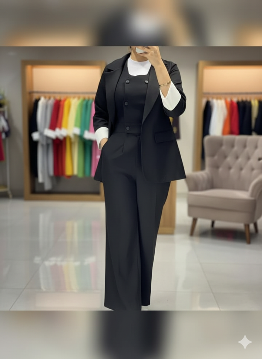 3 بدلة 3 قطع بليزر وبنطلون وسديري - الصورة 1